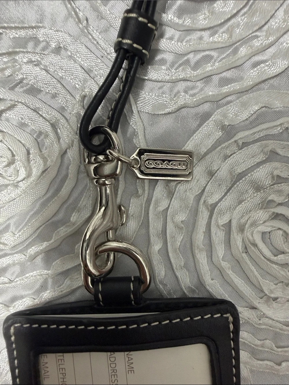 Coach Black Leather Lanyard ID Badge Holder